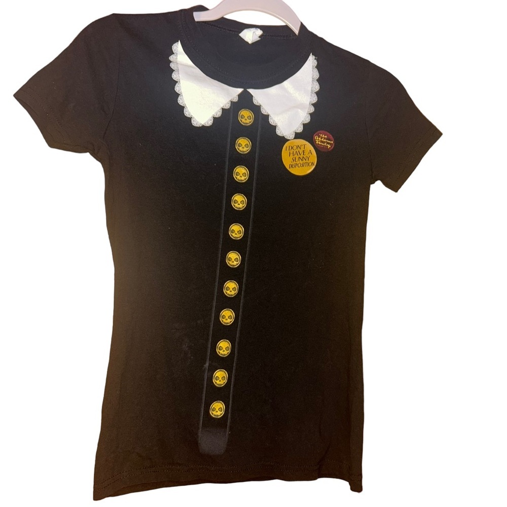 Girls Wednesday Addams costume black Halloween Tshirt size 6-7 tee